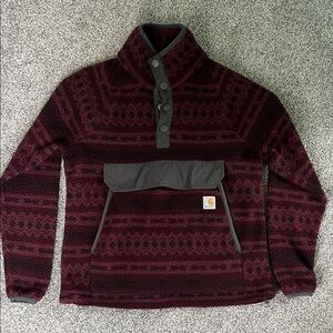 Carhartt Maroon and Charcoal Fleece Pullover